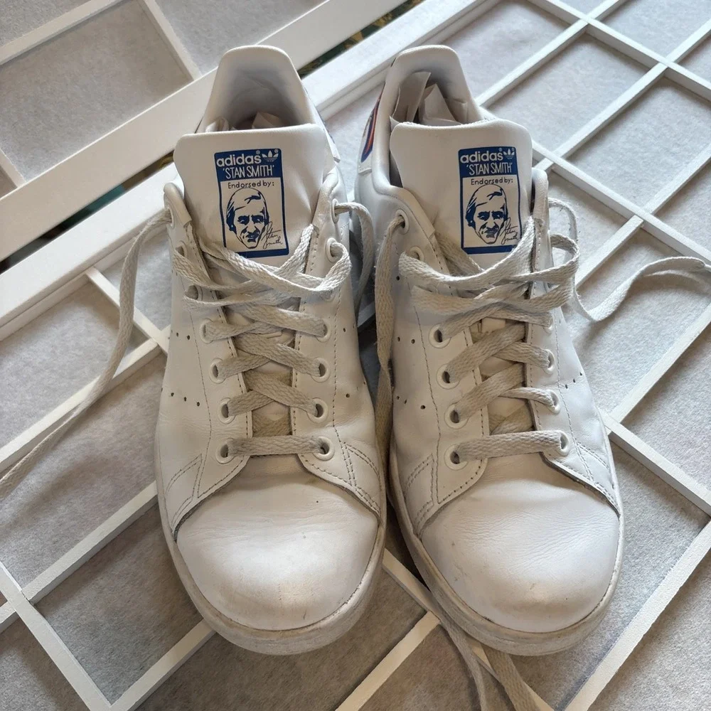 Adidas Originals Leather Stan Smith Graffiti‎ White Bluebird FV7869 Men Sz 7.5